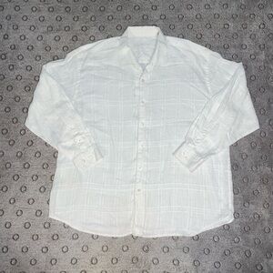 Tommy Bahama Mens 100% Linen Shirt Long Sleeve Button Down White Micro Size 2XL